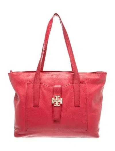 Pre-owned Tory Burch Leather Tote In Burgundy
