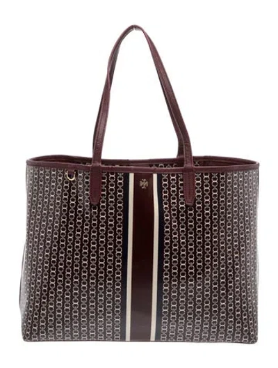 Pre-owned Tory Burch Leather Tote In Burgundy