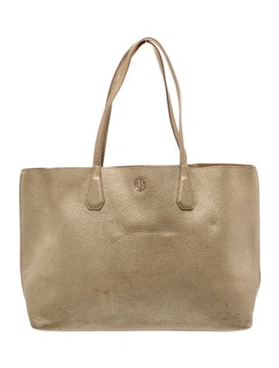Pre-owned Tory Burch Leather Tote In Gold