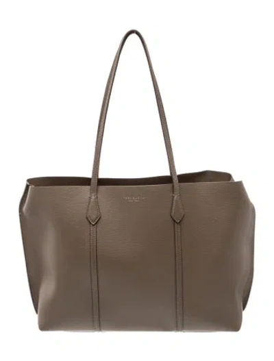 Pre-owned Tory Burch Leather Tote In Gray