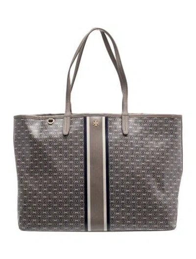 Pre-owned Tory Burch Leather Tote In Gray