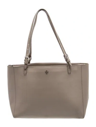 Pre-owned Tory Burch Leather Tote In Gray