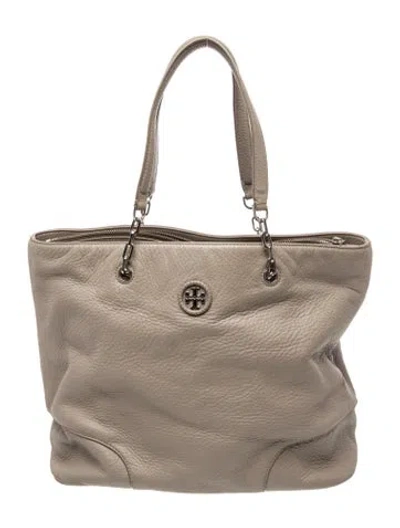 Pre-owned Tory Burch Leather Tote In Gray