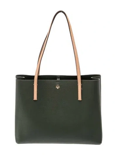 Pre-owned Tory Burch Leather Tote In Green