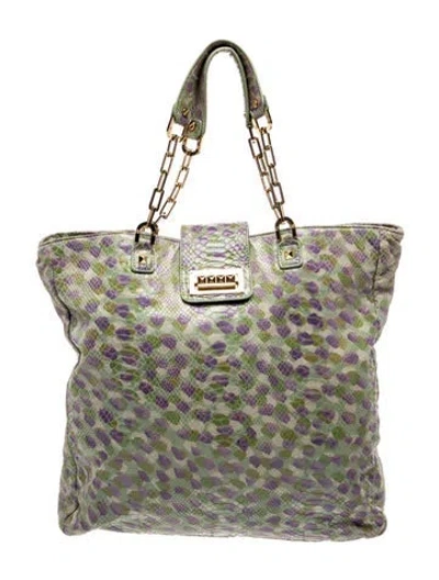 Pre-owned Tory Burch Leather Tote In Green
