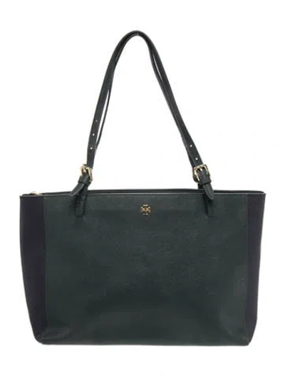 Pre-owned Tory Burch Leather Tote In Green