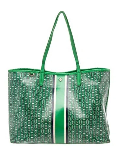 Pre-owned Tory Burch Leather Tote In Green
