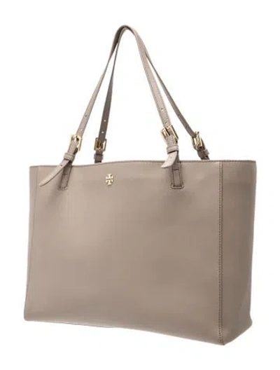 Pre-owned Tory Burch Leather Tote In Grey