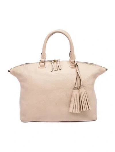 Pre-owned Tory Burch Leather Tote In Grey