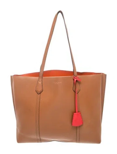 Pre-owned Tory Burch Leather Tote In Grey