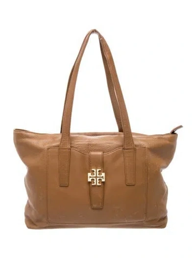 Pre-owned Tory Burch Leather Tote In Neutrals