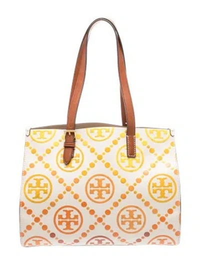 Pre-owned Tory Burch Leather Tote In Neutrals
