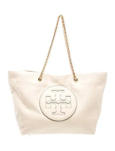 Pre-owned Tory Burch Leather Tote In Neutrals