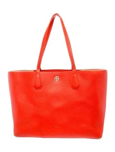 Pre-owned Tory Burch Leather Tote In Orange