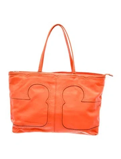 Pre-owned Tory Burch Leather Tote In Orange