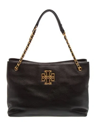 Pre-owned Tory Burch Leather Tote W/ Tags In Black