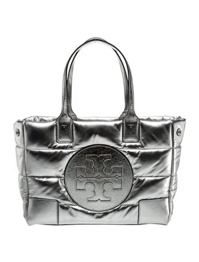 Pre-owned Tory Burch Leather Tote W/ Tags In Metallic/silver