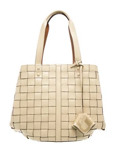 Pre-owned Tory Burch Leather Tote W/ Tags In Neutrals