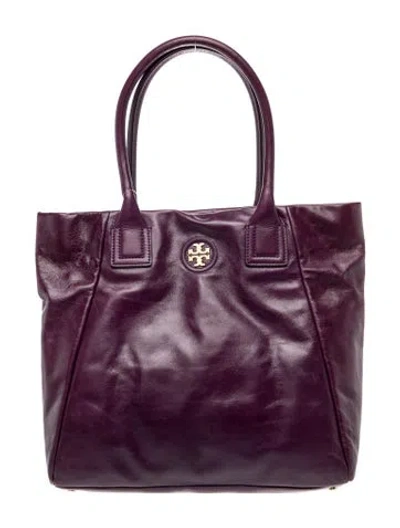 Pre-owned Tory Burch Leather Tote W/ Tags In Purple
