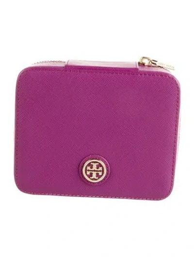 Pre-owned Tory Burch Leather Travel Pouch In Purple