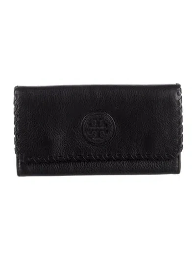Pre-owned Tory Burch Leather Trifold Wallet In Black