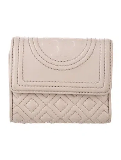 Pre-owned Tory Burch Leather Trifold Wallet In Neutrals