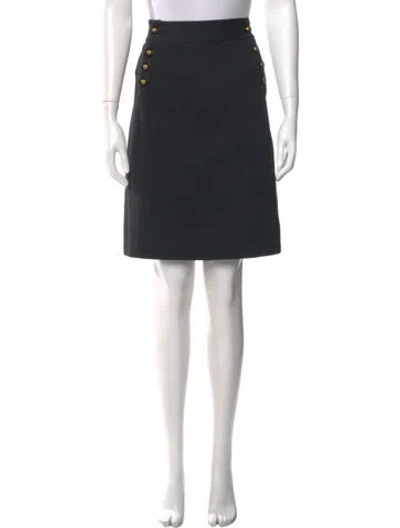 Pre-owned Tory Burch Leather Trim Embellishment Knee-length Skirt In Black