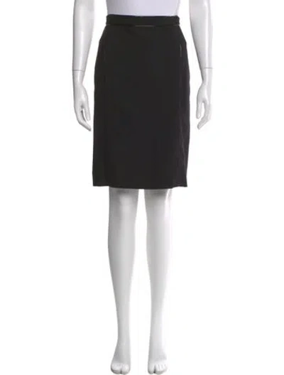 Pre-owned Tory Burch Leather Trim Embellishment Knee-length Skirt In Black