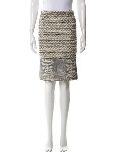 Pre-owned Tory Burch Leather Trim Embellishment Knee-length Skirt In Neutral