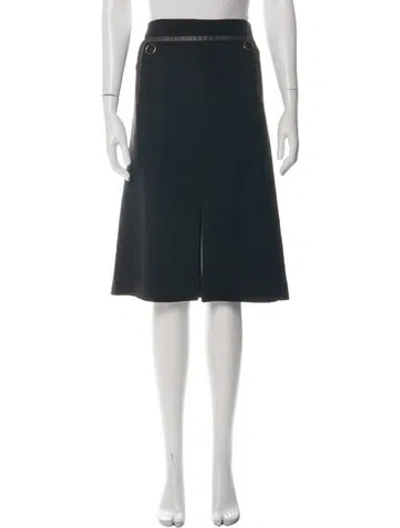 Pre-owned Tory Burch Leather Trim Embellishment Midi Length Skirt In Black