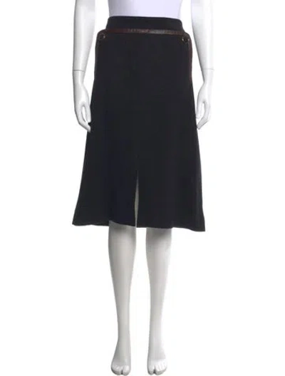 Pre-owned Tory Burch Leather Trim Embellishment Midi Length Skirt In Black