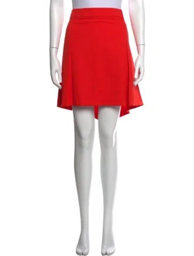 Pre-owned Tory Burch Leather Trim Embellishment Mini Skirt In Orange