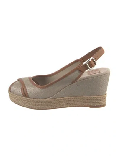 Pre-owned Tory Burch Leather Trim Embellishment Pumps In Grey/metallic