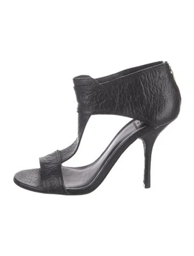 Pre-owned Tory Burch Leather T-strap Pumps In Black