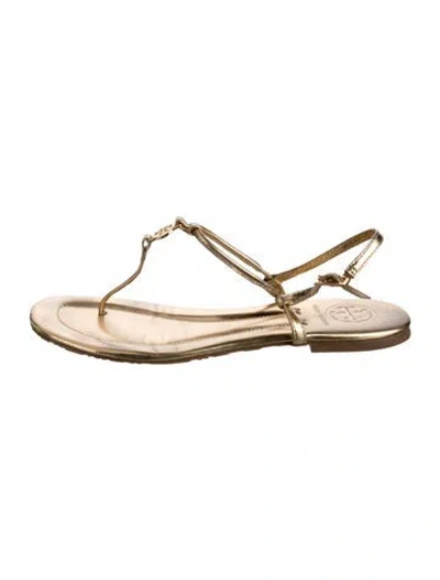 Pre-owned Tory Burch Leather T-strap Sandals