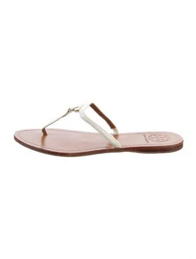 Pre-owned Tory Burch Leather T-strap Sandals In Neutral