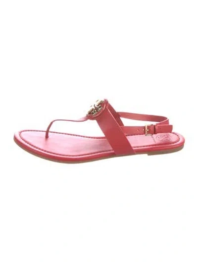 Pre-owned Tory Burch Leather T-strap Sandals In Pink
