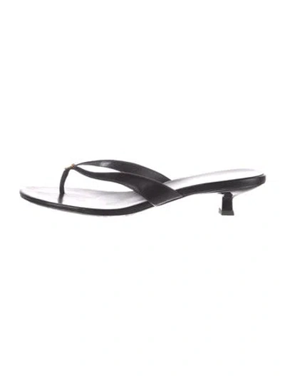 Pre-owned Tory Burch Leather T-strap Sandals W/ Tags In Black