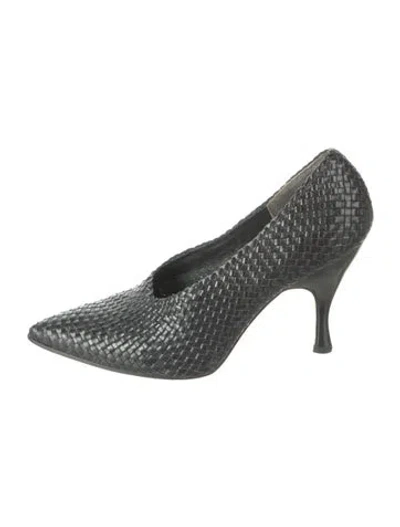 Pre-owned Tory Burch Leather Tweed Pattern Pumps In Multicolor