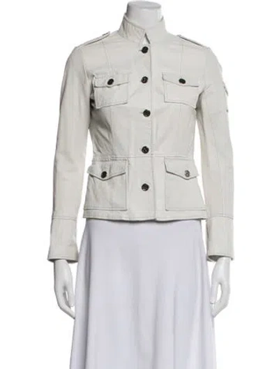 Pre-owned Tory Burch Leather Utility Jacket In Neutral