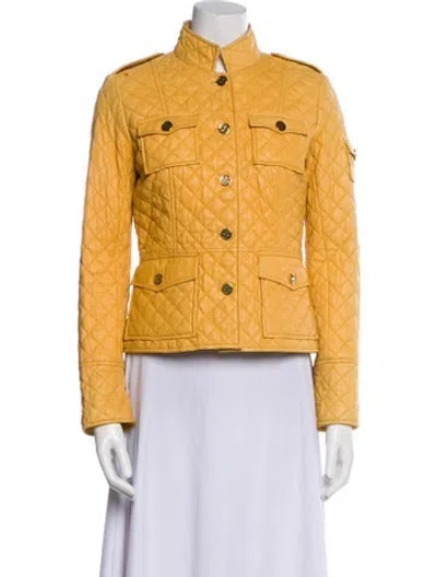 Pre-owned Tory Burch Leather Utility Jacket In Yellow
