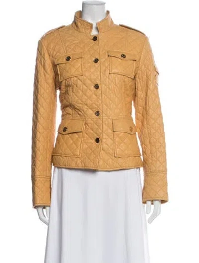 Pre-owned Tory Burch Leather Utility Jacket In Yellow