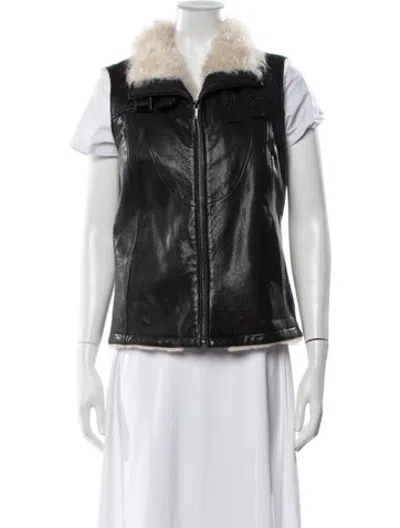 Pre-owned Tory Burch Leather Vest In Black