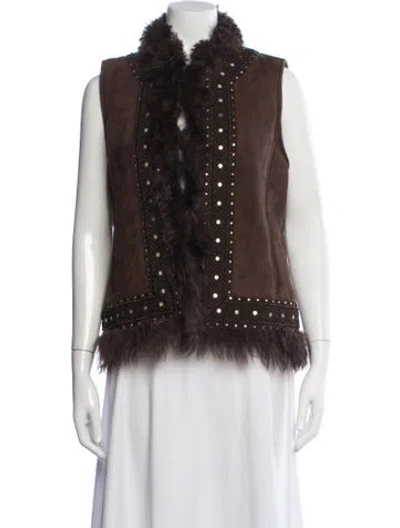 Pre-owned Tory Burch Leather Vest In Brown