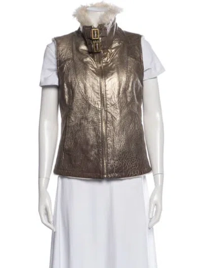 Pre-owned Tory Burch Leather Vest In Neutral