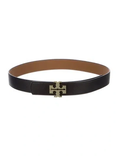 Pre-owned Tory Burch Leather Waist Belt In Black
