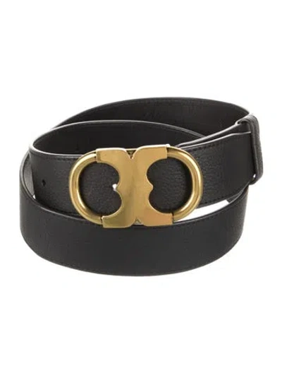 Pre-owned Tory Burch Leather Waist Belt In Black
