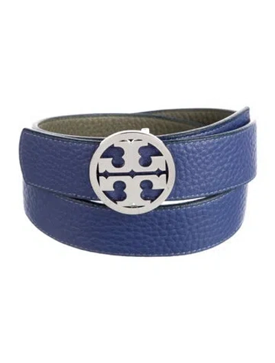 Pre-owned Tory Burch Leather Waist Belt In Blue