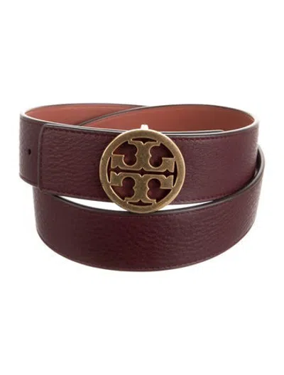 Pre-owned Tory Burch Leather Waist Belt In Burgundy