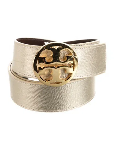 Pre-owned Tory Burch Leather Waist Belt In Gold